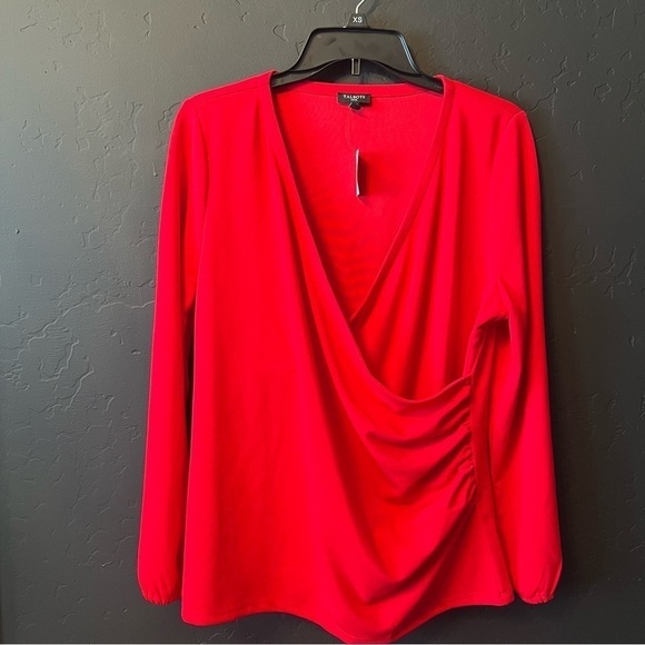 NWT Talbots Faux Wrap Poet Sleeve Crepe
Top Shirt Size: PXL Color: Red - Picture 2 of 9